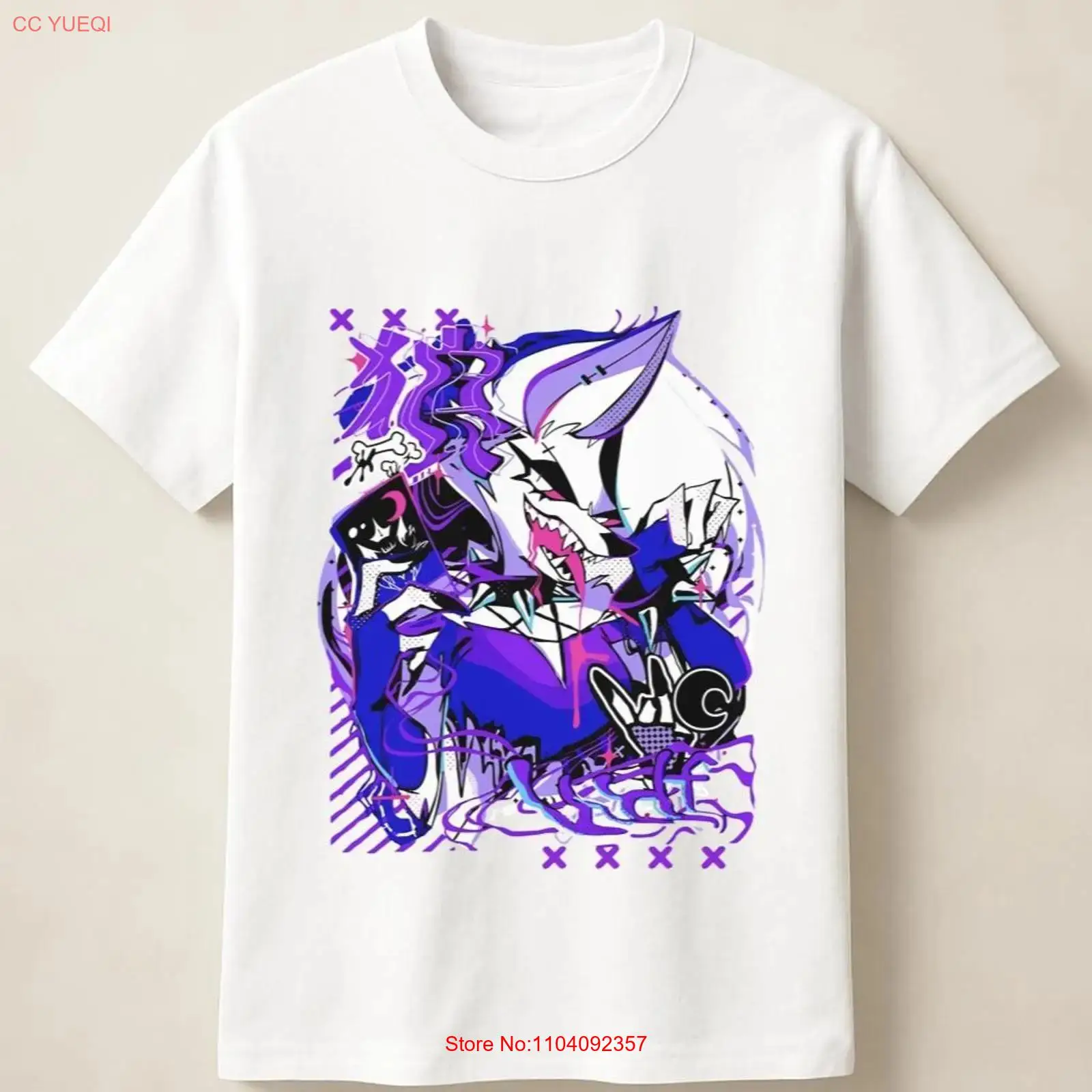 Anime Merchandise Clothes - Fioletowa koszulka z anime wilkiem w